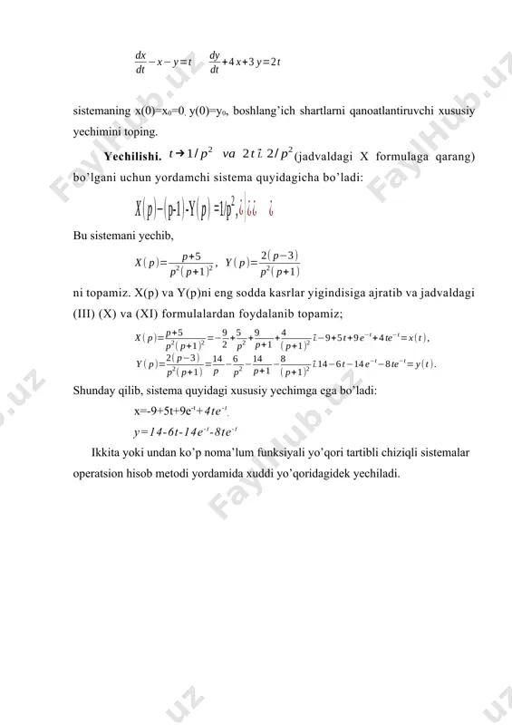 differensial tenglamalar va ular sistemasini operatsion hisob yordamida yechish usullari - Page 5