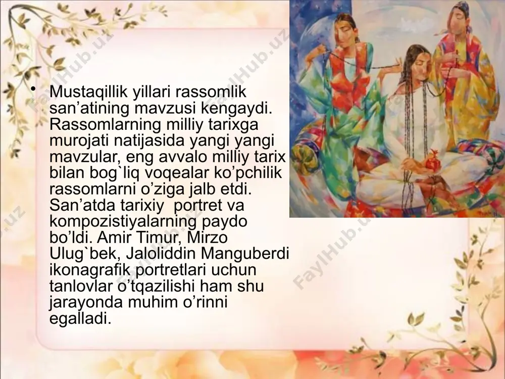 mustaqillik davri o`zbekiston tasviriy san`ati oqim va yo`nalishlar - Page 4