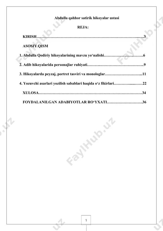 ining toʻlaqonli manzarasini, zamondoshlarimizning yuksak fazilatlarini faqat oʻzigagina xos boʻlagan siqiq va tabiiy hamda boy tafakkurga ega boʻlgan ijodiy uslubda tasvirlab adabiyotimizda maktab yaratdi, unga yangi nafas olib kirdi. abdulla qahhor hikoyalari bilan nafaqat oʻzbek adabiyotida, balki jahon adabiyotda ham oʻz oʻrniga ega boʻldi. prezidentimiz birinchi navbatda, eʼtibor yangi oʻzbekiston uchun eng katta investitsiya boʻlgan taʼlimni qoʻllab-quvvatlashga qaratishni taʼkidlar ekan, bunda oʻqituvchilarning maqomini, ularning shaʼni va qadr-qimmatini himoya qilishni konstitutsiyada alohida belgilash zarurligi qayd etildi. shavkat mirziyoyev oliy taʼlim tizimidagi korrupsiyani ham keskin tanqid qildi. “mana oliy taʼlimga kirishdagi korrupsiya yoʻq boʻldi. lekin oliy taʼlim muassasalari ichidagi korrupsiya hali ham saqlanib qolmoqda”. demak, taʼlimdagi korrupsiyani yoʻq qilish, taʼlim sifatini yaxshilashga olib keladi. mavzuning dolzarbligi: abdulla qahhor xalqimiz va butun ezgu niyatli bashariyatning qalbiga quloq tuta olgan, ularning dardini chin dildan his eta olgan, yozuvchi, edi. abdulla qahhor ijodiy merosining salmoqli qismini nasriy asarlari, xususan, hikoyalari tashkil etadi. mazkur hikoyalarni davr …