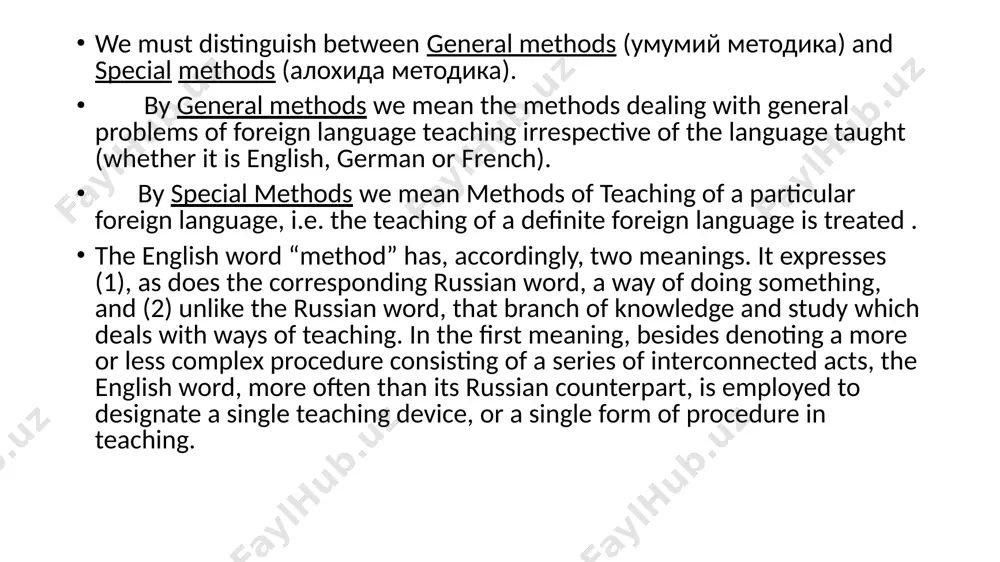 ther habits. since “habits” is the result of the repeated action in the same line pupils can acquire habits by constant steady drill. therefore, the teacher should remember when organizing pupils learning that drill should be constant and accurate. this implies correct copy, clearly presented and easy for imitation and reproduction, given under motivating conditions which favors repetitions which will lead to skill. since skill is the ability to do something well and in language learning skills are pupils ability to use the target language for communicative needs ,the teacher should form and develop such language skills as listening comprehension, speaking, reading and writing. connection method with psychology one cannot develop language skills (listening comprehension, speaking, reading and writing) of our pupils effectively if we do not know and take into account the psychology of habits and skills, the ways of forming them, the influence of formerly acquired habits on …