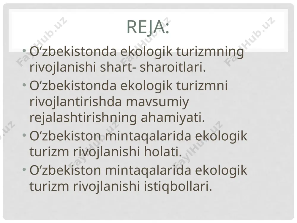ibiga tabiat muhofazasini bajaruvchi va tabiatdan foydalanuvchi quyidagi bo‘linmalar kiradi: yer resurslari va yer tuzish qo‘mitasi, o‘rmon xo‘jaligi qo‘mitasi, gidrometereologiya va atrof muhit monitoring xizmati, geologiya qo‘mitasi, qishloq xo‘jalik vazirligi va boshqalar. tabiatni boshqarishga davlat hokimiyatining barcha bo‘g‘inlari qonun chiqaruvchi, ijroiya, sud hokimiyati bevosita aloqador. ularning har biri o‘z funksiyalarini bajaradi va tabiatdan foydalanishni boshqarish bo‘yicha maxsus bo‘limlarga ega. qonun chiqaruvchi hokimiyat vakolatiga: davlat ekologik siyosatining asosiy yo‘nalishini belgilash; respublika ekologik dasturlarini tasdiqlash, tabiiy muhitni boshqarish sohasida faoliyat ko‘rsatuvchi organlari faoliyatini tashkil etish, tabiiy resurslardan foydalanish va xavfsizligini ta'minlash tartibini belgilash; favqulodda ekologik vaziyat v ekologik halokat xududlarining huquqiy tizimini ta'minlash va boshqalar. qonun chiqaruvchi hokimiyat oliy majlis tarkibida tabiatdan foydalanish va tabiiy resurslar bo‘yicha qo‘mitaga ega. tabiat muhofazasi bo‘yicha maxsus vakolatli asosiy organlariga tabiat kompetensiyasiga quyidagilar kiradi: tabiat muhofazasi sohasidagi davlat siyosatini amalga oshirish; ekologik xavfsizlik, biologik xilma- xillikni asrash, ekologik nazorat, davlat ekologik ekspertizasi, o‘z ixtiyoridagi davlat qo‘riqxonalari …