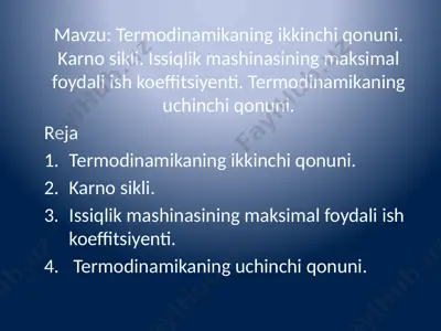 termodinamika ma'ruzalar — PPTX