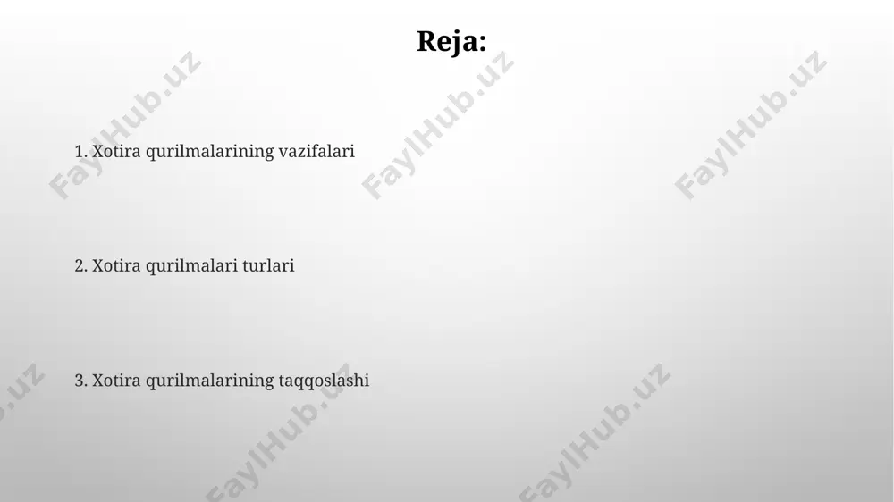 ogiyalari yaponiya va aqsh kabi mamlakatlarda rivojlangan boʻlib, ularning oʻqish tezligi turli xil modellarga qarab 1x dan 16x gacha oʻzgarib turadi. tashqi xotira (rom) tashqi xotira qurilmalari, masalan, usb flesh-xotiralar, 256 gb gacha sig'imga ega bo'lib, ma'lumotlarni uzoq muddat saqlash uchun dunyoning istalgan nuqtasidan foydalanish imkonini beradi va ko'pincha fayllarni uzatish uchun ishlatiladi. ba'zi rom turlari, masalan, cd-romlar, ma'lumotlarni optik yo'l bilan o'qiydi va 700 mb gacha sig'imga ega bo'lib, 1980-yillarning oxirida keng tarqalgan va hozirda arxiv ma'lumotlarini saqlash uchun ishlatiladi. xotira sig'imi xotira sig’imining tezligi turli xil qurilmalarda farq qiladi; masalan, ssd (solid state drive) qurilmalari 500 mb/s tezlikka ega boʻlsa, hdd (hard disk drive) qurilmalari 150 mb/s tezlikda ishlaydi. xotira sig’imi 1 terabayt (tb) dan 1 petabaytgacha (pb) boʻlishi mumkin boʻlib, bu esa dunyoning turli xil joylarida, masalan, toshkentdagi serverlar yoki aqshdagi bulutli xizmatlarda saqlanishi mumkin. xotira qurilmalari tezligi ssd disklarning oʻqish/yozish tezligi, hdd disklarga nisbatan 100 baravar …