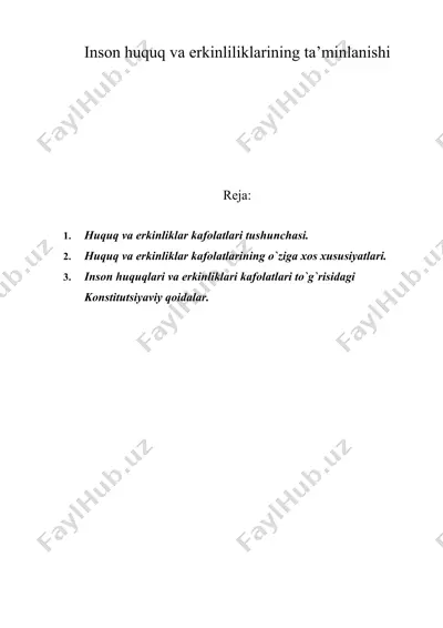inson huquq va erkinliliklarining ta’minlanishi — DOC