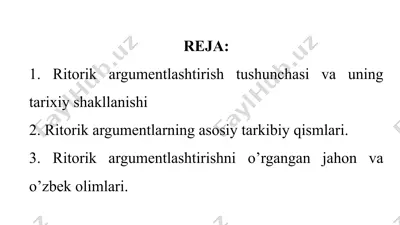 ritorik argumentlashtirish tushunchasi va uning tarixiy shakllanishi — PPTX