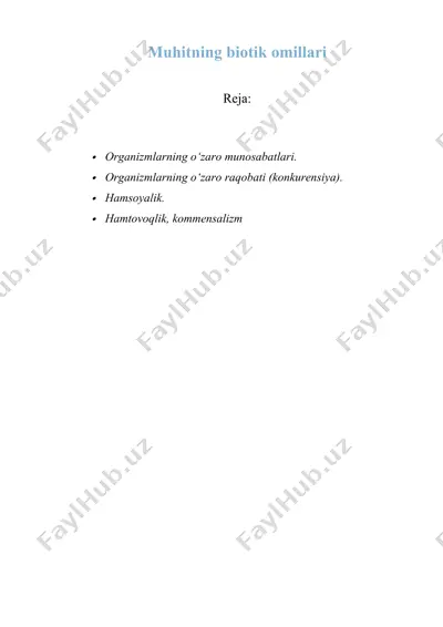 muhitning biotik omillari — DOCX