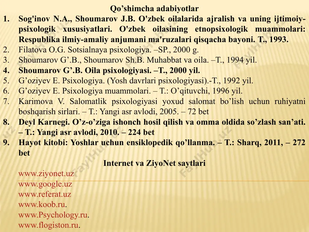 da bo‘lishlarini o‘rganuvchi fandir». 13 shuning uchun ham galina andreeva sotsial psixologiyaning mavzu bahsi haqidagi hozirgi zamon qarashlarini umumlashtirib, bu o’rinda uch xil yondashish mavjudligini e’tirof etadi. 1924-2014 гали́на миха́йловна андре́ева 14 15 birinchisi, sotsiologik yondashish bo’lib, uning tarafdorlarining fikricha, sotsial psixologiya asosan ommaviy psixologik jarayonlarni xalqlar psixologiyasi, ommaviy marosimlar, udumlar, rasm-rusmlar, modaning inson ongiga singishi, sotsial xulq-atvorda namoyon bo’lishini o’rganishi kerak (yu.a.sherkovin, g.p.predvechniy, r.pento, m.gravittsa va boshqalar). ikkinchi psixologik yondashuv tarafdorlari asosan psixologlar bo’lib, ular asosiy diqqatni shaxsning sotsial psixologik xislatlariga, uning turli guruhlarda tutgan o’rni, mavqei, sotsial ustanovkalar va hokazolarga qaratmoq lozim, deb hisoblaydilar (a.v.petrovskiy, b.f.parigin, a.g.asmolov, u.mak-dugall va boshqalar). shu bilan birgalikda, hozirda ham sotsiologik, ham psixologik qarashlarni birgalikda mujassamlashtirayotgan olimlar ham borki, ular ham ommaviy jarayonlarni, ham shaxsning shu jarayonlardagi xulq-atvorlari motivlarini o’rganishni yoqlab, tadqiqotlar o’tkazmoqdalar. masalan, v.myasishev o’zining 1960-yilda chop ettirgan "shaxs va nevrozlar" kitobida, sotsial psixologiya shaxslararo o’zaro ta’sir jarayonida shaxsda paydo bo’ladigan ruhiy …