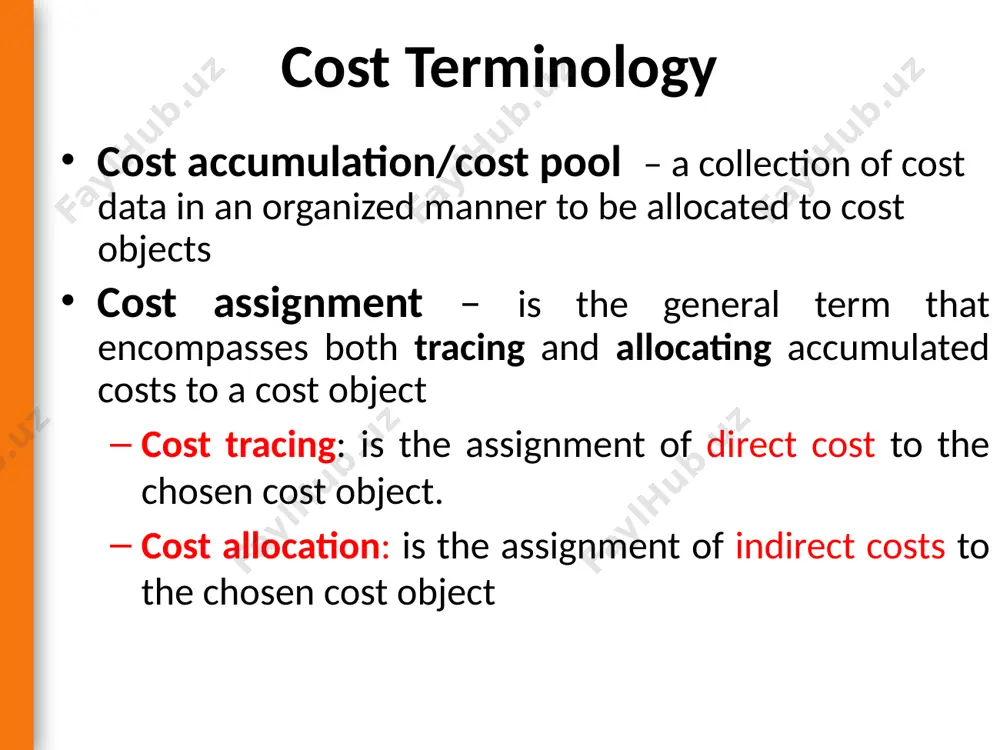 to which the cost is charged to income costs may also be classified on the basis of the time or accounting period they are deducted from revenue. some costs are first recorded as assets and then expensed as they are used or expired. other costs are immediately expensed in the year of incurrence. product costs and periodic costs are the two categories according to this classification. inventorable cost /product costs: are dmc , dlc and fohc. these costs provide no benefit until the product is sold product costs are added to units of product (i.e., "inventoried") as they are incurred and are not treated as expenses until the units are sold. periodic costs: are non manufacturing cost. they are expensed (charged against revenue) immediately and are therefore non- inventoriable. all selling and administrative costs are typically considered to be periodic costs. 15 5. behavioral classification taking the response of a …