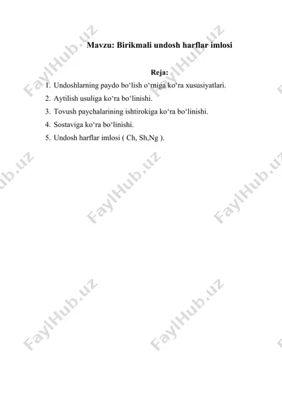 birikmali undosh harflar imlosi undoshlarning bo'linishi — DOCX