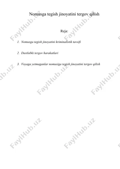 nomusga tegish jinoyatini tergov qilish — DOC