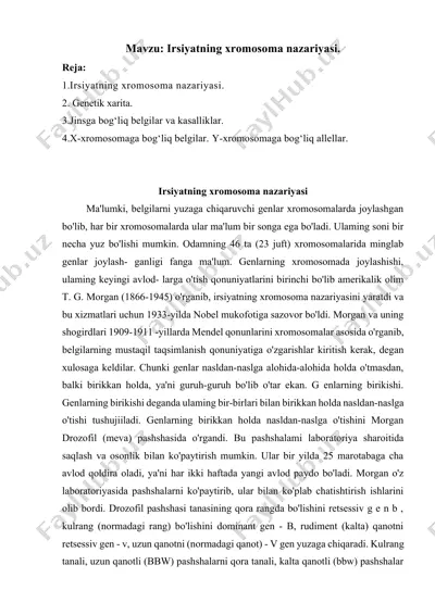 irsiyatning xromosoma nazariyasi — DOCX