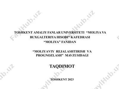 moliyaviy rejalashtirish va bashoratlash — PPTX