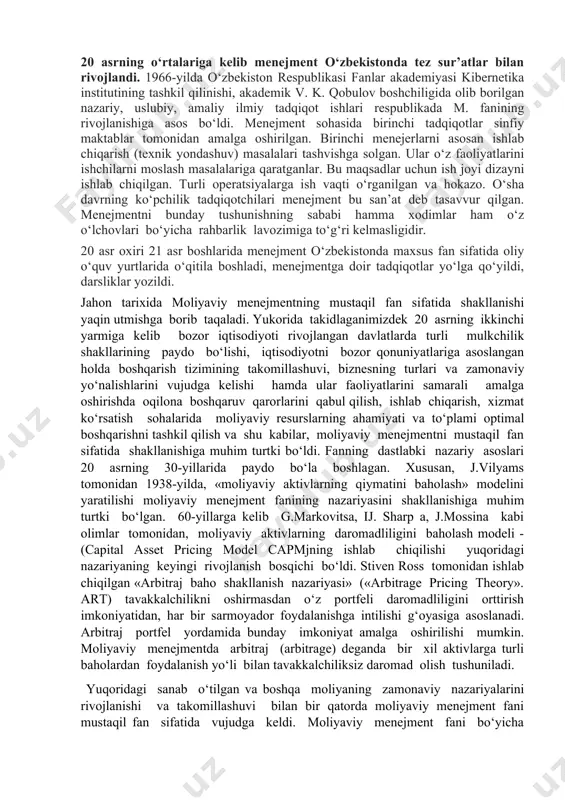 shini bajaruvchi idoralar va ularning hodimlaridir. menejment bilan maxsus tayyorgarlik ko‘rgan, boshqarishning qonun-qoidalarini chuqur biladigan malakali mutaxassislar — yollanma boshqaruvchilar — menejerlar shug‘ullanadilar. ular aholining alohida ijtimoiy qatlamini tashkil qiladi. menejmentning yuqori (firma strategiyasini ishlab chiqish), o‘rta (ishlab chiqarish, sotish, narx belgilash, mehnatni tashkil qilish), quyi (sex, bo‘lim doirasida ishni tashkil qilish, kunlik, haftalik, oylik ish topshiriqlari bajarilishini boshqarish) bo‘g‘inlari bor. shunga muvofiq holda menejerlar oliy martabali, o‘rta toifadagi va quyi toifadagi menejerlarga bo‘linadi. ayrim tadqiqotlar menejment kishilardan nafli samaralar olish san’ati, deb hisoblaydilar. mukammal menejmentning xos belgilari: faoliyatga, izlanishga tarafdorlik; oddiy tuzilma va kamsonli xodimlar; iste’molchiga yaqinlik; unumdorlikni ta’minlashda insonning hal qiluvchi o‘rni; tadbirkorlikni rag‘batlantiruvchi mustaqil idora qilish huquqi; asosiy faoliyat turiga birlamchi e’tibor; hammadan ko‘ra yaxshiroq tanish bo‘lgan sohaga kirishish; erkinlik va kuchli nazoratni birgalikda qo‘llash. firmalarning menejment tizimi umumiy menejment, funksional menejment, moliyaviy menejment, marketing ishi, xodimlar ishini boshqarish, ishlab chiqarish menejmenti, ilmiy-texnika ishlarini boshqarish va boshqalarni …