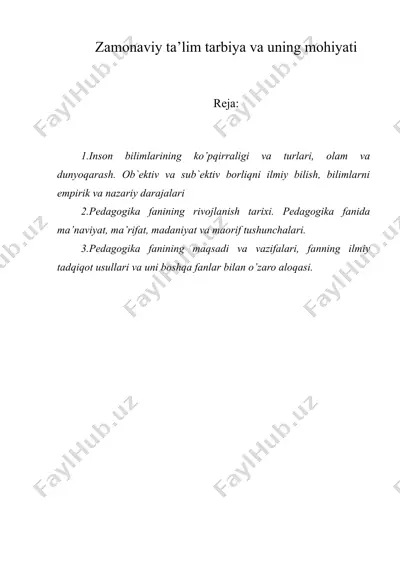 zamonaviy ta’lim tarbiya va uning mohiyati — DOCX