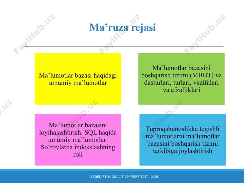 arning ikkilamchi issiqlik nurlanishidan foydalanilishi mumkin, shuningdek faol tavsifga ega bo‘lishi mumkin, ya’ni bunda ob’ektlarning maxsus su’niy manbalar asosida yo‘naltirilgan tarzda ta’sir ko‘rsatuvchi majburiy nurlantirilishidan foydalaniladi. erni masofadan turib zondlash materiallari geo-axborotlar tizimlari uchun asosiy ma’lumotlar manbalaridan biri hisoblanadi. bunda ushbu materiallar eng avvalo, aerofoto-tasvirlar va kosmik tasvirlardan tashkil topadi. erni masofadan turib zondlash uslublari aerofototasvirlar aerofototasvirlar asosan hududning topografik xaritasini tuzish uchun foydalaniladi. aerofototasvirlarni qayta ishlashning zamonaviy uslublaridan biri - bu fotogrammetrik qayta ishlash uslubi bo‘lib, bu uslub har qanday hoxlagan turdagi uchuvchi apparatlar yordamida olingan fotografik tasvir bo‘yicha er yuzasida joylashgan ob’ektlarning geometrik, miqdoriy va boshqa xossalarini aniqlash imkonini beradi. er qurilishi xujjatlari er qurilishi xujjatlari - bu davlat miqyosidagi va shuningdek, xususiy er resurslaridan foydalanish va ularni muhofaza qilishni boshqaruvchi tavsifga ega bo‘lgan, bundan tashqari er resurslarini razvedka qilish va tekshirish, mualliflik nazorati, loyihalarni bajarish va shu kabi mazmunga ega bo‘lgan, belgilangan tartibda tasdiqlangan matn va grafik …