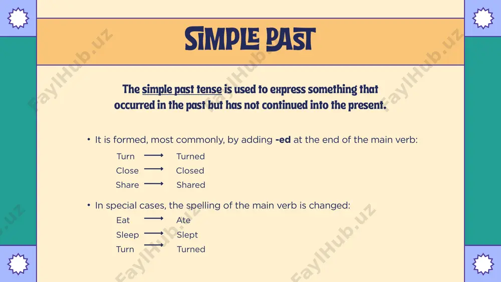 ________ a smartphone for so long! ordered received have wanted answer key the simple past indicates that an action occurred at a specific time in the past. the simple past often occurs with specific past-time adverbials (yesterday, last year, 2008). form: most commonly, adding -ed at the end of the main verb, and changing the spelling of the main verb in special cases like take > took. in present perfect, the action took place sometime in the past and continues into the present. the present perfect often occurs with more general adverbials (already, since..., for..., yet) form: has/have as + the past participle of the main verb summary my ideas are related to the prompt. i used simple past and present perfect. i added interesting and colourful details in my story. time capsule writing task write a time capsule note to yourself 10 years from now, using simple past and …