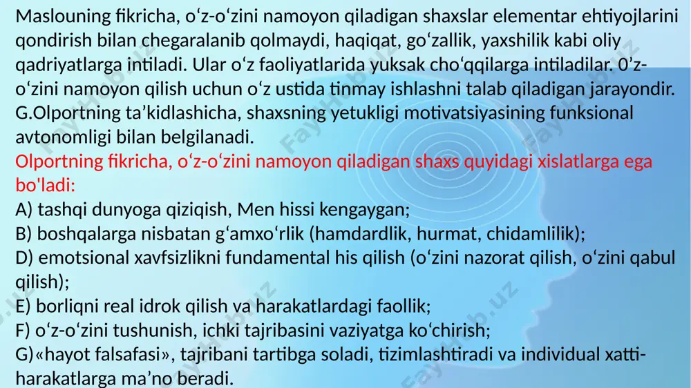 ini takomillashtirishga ichki intilish hisoblanadi. inqirozni keskinlashtiradigan sharoitlar sirasiga sog‘liqning to‘satdan o'zgarishi (kutilmagan kasallik, uzoq kasallanish, garmonal o‘zgarishlar), ijtimoiy va siyosiy hodisalar, talablarning, sharoitning va ijtimoiy kutilmalarning o‘zgarishi va b.) kirishi mumkin. kritik davrning kechishi turli shakllarda namoyon bolishi mumkin. bu davrning «inqirozliligi» haqidagi tasavvurga barcha tadqiqotchilar ham qo‘shilmaydilar. k.yungning fikricha, shaxsining yuksak darajasiga hamma ham erishmaydi. d.levinsonning kattalar hayotini o‘rganishga bag‘ishlangan tadqiqotlari qiziqish uyg‘otadi. u 35— 45 yoshdagi 40 nafar amerikalik erkaklarni o'rgangan, ularning har biri bilan 15 soatlik biografik intervyu o‘tkazgan hamda mashhur shaxslarning biografiyalarini o‘rgangan. natijada erkaklarning hayot siklida har bir 20 yil davom etadigan uch asosiy eralarni aniqlagan. har bir era davomida individuum hayot strukturasini qayta quradi. levinson quyidagi o‘tish davrlarini ajratgan: — ilk yetuklik — 17—22 yosh; — 30 yoshlarga o‘tish — 28—33 yosh; — — o‘rta yetuklik — 40—45 yosh; — 50 yoshlarga o‘tish - 50-55 yosh; — kechki yetuklikka o‘tish — 60—65 yosh; …