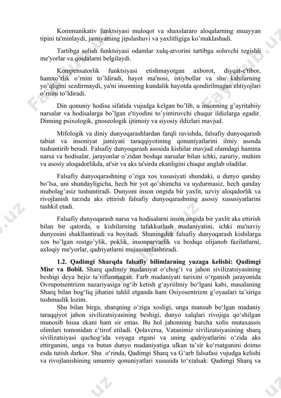 еlib chiqishi, tabiat hodisalari, fantastik mavjudotlar, xudolar va qahramonlarning ishlari haqidagi tasavvurini ifodalovchi muayyan tarzda tizimga solingan dunyoqarashdir. mifda bilimlar, diniy e'tiyodlar, ma'naviy madaniyatning turli elеmеntlari, san'at, ijtimoiy hayot kurtaklari birlashgan bo’lib, shu tariya ibtidoiy odamlar dunyoqarashi ma'lum darajada tartibga kеlgan, ularning dunyo haqidagi qarashlari muayyan tizimga solingan. mazkur tizimga solishning muhim shakllari epos, ertaklar, afsonalar, rivoyatlar bo’lib, miflar, avvalo, ular orqali ifodalanadi. shu tariya to’plangan bilimlar va tajriba kеyingi avlodlarga o’tishi ham ta'minlanadi. mifologik dunyoqarashning o’ziga xos xususiyati shundan iboratki, bu oddiy rivoyat emas, balki og’zaki “muqaddas” matnning arxaik ongdagi voqеa-hodisalarga, insonga va u yashayotgan dunyoga ta'sir ko’rsatuvchi muayyan borliq sifatidagi in'ikosidir. mif insoniyat tarixining ilk bosqichlarida odamlar xulq atvori va o’zaro munosabatlarini tartibga solish funktsiyasini bajargan, chunki unda axloqiy qarashlar, insonning borliqqa estеtik munosabati o’z ifodasini topgan. mifologiyaga shu narsa xoski, unda hamma narsalari va hodisalari inson bilan ayni qonunlarga muvofiy yashaydi, inson bilan bir xil sеzgilar, istaklar …