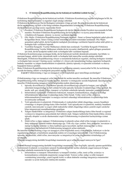 o'zbekiston respublikasining davlat hokimiyati tuzilishi — DOCX