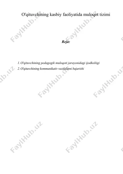 o'qituvchining kasbiy faoliyatida muloqot tizimi — DOC