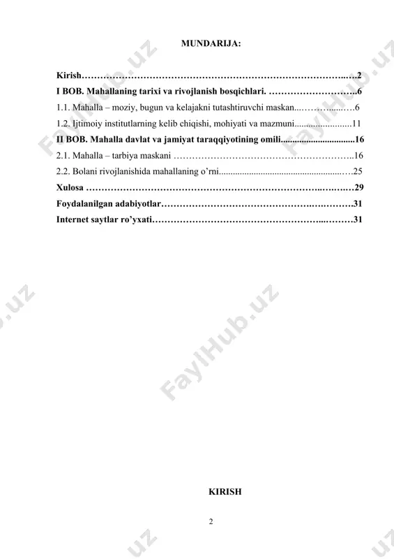 i konstitutsiyasining 105-moddasida mustahkamlab qo‘yildi.[footnoteref:1] yuzdan ortiq normativ-huquqiy hujjatlarda fuqarolar o‘zini o‘zi boshqarish organlarining jamiyat hayotining muayyan sohasidagi ishtiroki o‘z aksini topdi. birgina so‘nggi besh yilda yangi tahrirdagi “fuqarolarning o‘zini o‘zi boshqarish organlari to‘g‘risida”gi hamda “fuqarolar yig‘ini raisi (oqsoqoli) va uning maslahatchilari saylovi to‘g‘risida”gi o‘zbekiston respublikasining qonunlari, mahallalar hamda ulardagi jamoatchilik tuzilmalari faoliyatiga oid 20 ga yaqin nizom qabul qilinib, ijtimoiy hayotga tatbiq etildi. shuningdek, tizimda faoliyat ko‘rsatayotgan xodimlarning malakasini oshirish bo‘yicha o‘quv kurslari hamda “mahalla” ma’rifiy teleradiokanali tashkil etildi. [1: o'zbekiston respublikasining konstitusiyasi, - t.: «o'zbekiston»,2003.] fuqarolarning o‘zini o‘zi boshqarish organlari faoliyatini muvofiqlashtirish bo‘yicha respublika kengashiga yuridik shaxs maqomini bergan holda uni fuqarolar yig‘inlarining uyushmasi shaklida tashkil etish nazarda tutilmoqda. qoraqalpog‘iston respublikasi, viloyatlar va toshkent shahar, tumanlar va shaharlarda tuzilgan kengashlarni esa respublika kengashining tarkibiy tuzilmalari sifatida tashkil etish belgilandi. kengashlarning nufuzi va maqomini oshirish, joylarda aholi tomonidan ko‘tarilayotgan masalalarni ijro hokimiyati organlarining rahbarlari e’tiboriga yetkazish va mazkur masalalarni …