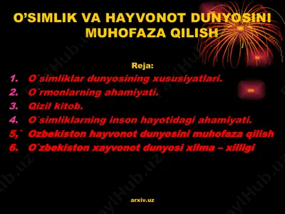 o'simliklar va hayvonot dunyosini muxofaza qilish — PPT