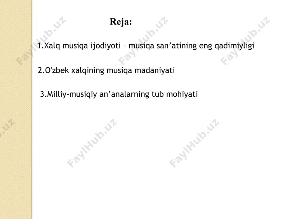qa an’analarini targʻib etgan. shuni aytish kerakki, uning repertuari asosan keng diapazonli ogʻzaki an’anaviy professonal musiqa asarlaridan iborat boʻlib, bu san’at asarlarining shakli murakkab va ohangi takomillashgan edi. "bayot", "chorgoh", "girya", "ilgʻor", "shaxnozi gulyor" kabi ashulalar mulla toʻychi toshmuammedov ijrosida yanada oʻzgacha qiyofa kashf etgan. uning uzoq yillik tajribasi juda koʻp bastakorlar, qoʻshiqchilar uchun eski va yangi ashulalarni ijro etish mahoratini oʻrganishda tuganmas xazina boʻlib xizmat qildi. www.arxiv.uz oʻzbek musiqa madaniyati tarixida 1928-yilda samarqandda musiqa va xoreografiya instituti ochiladi. 1926 yilda moskvada davlat musiqa fanlari instituti tashkil etiladi. shu institut qoshida musiqa-etnografiya kurslari faoliyat koʻrsatadi. unda turli respublikalardan kelgan musiqachilar jalb qilinadi. 1934-yilda toshkentda oliy musiqa maktabi ochiladi va oradan 2 yil oʻtgach, markaziy osiyoda yagona boʻlgan toshkent davlat konservatoriyasiga aylantirildi. toshkent davlat konservatoriyasida musiqa yoʻnalishida oliy ma’lumotli kadrlar ya’ni boʻlajak kompozitorlar, musiqashunoslar, dirijyorlar, qoʻshiqchilar va ijrochilarni tayyorlashga katta e’tibor berildi. ogʻzaki an’anadagi professional musiqa, an’anaviy ashulalar, yalla va laparlar, …