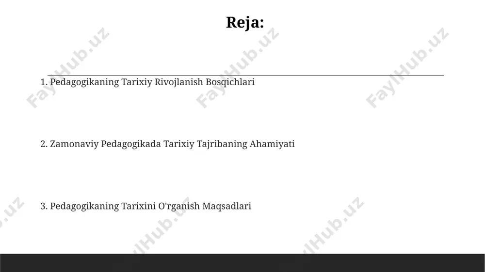 xususan, germaniyada paydo bo'lgan ratsional pedagogika tizimlari bilan 19-asr oxiri 20-asr boshlarida rossiyada shakllangan progressiv pedagogika o'rtasidagi farqlarni taqqoslashda, ta'limning maqsadi va uslublaridagi sezilarli farqlar kuzatiladi. sovet davrida (1917-1991) amal qilgan marksizmga asoslangan majburiy ta'lim tizimi bilan, hozirgi zamon o'zbekistondagi bozor iqtisodiyotiga moslashtirilgan ta'lim tizimini solishtirishda, 2 ta asosiy omil – ta'limning siyosiy maqsadi va ta'lim mazmuni o'zgarishini ko'rish mumkin. zamonaviy pedagogika shakllanishiga tarixiy yondashuv 20-asrning birinchi yarmida, sssrda pedagogika nazariyasi va amaliyoti marksizm-leninizm falsafasi asosida 5 yillik rejalarga muvofiq shakllandi. o‘zbekiston pedagogikasi tarixini o‘rganishda, 1920-yillardan keyingi milliy kadrlar tayyorlash tizimining rivojlanish bosqichlarini tahlil qilish muhim ahamiyat kasb etadi. zamonaviy pedagogika taraqqiyoti 18-19 asrlardagi yevropa mafkuraviy o‘zgarishlari, jumladan, j.j.russoning ta’limi haqidagi g‘oyalari bilan chambarchas bog‘liq. pedagogikaning tarixidan zamonaviy ta'lim amaliyotiga saboqlar 20-asrning ikkinchi yarmida amerika qo'shma shtatlarida paydo bo'lgan konstruktivistik pedagogika yondashuvlari, ta'lim jarayonini o'quvchilarning faol ishtirokini ta'minlashga qaratilgan zamonaviy didaktik printsiplarni shakllantirishda o'z aksini topgan. o'rta osiyo hududlarida 19-asr …