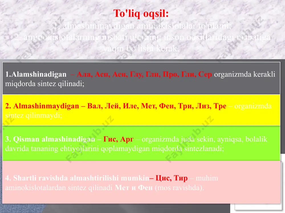aminokislotalar almashinuvining umumiy yo‘llari - Page 5