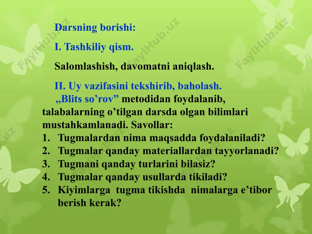 ngan hodisalarning uyg’unligiga erishiladi; tasvirning barcha detallari, hatto eng kichiklari ham qog’ozdan qirqiladi, ularni chizmaslik kerak; tayyorlangan detallar yelimlanadigan sath, ya’ni fonga joylashtiriladi va o’ylangan tasvir hosil qilinadi agarda bu tasvir ma’qul bo’lmasa detallar boshqacha joylashtiriladi; detallarni yopishtirishda joyni adashtirmaslik uchun ularning o’rnini qalam bilan belgilab qo’yiladi; ishni boshlash uchun markazni topish, simmetriya o’qini o’tkazish va elementlarni shunga ko’ra joylashtirish lozim. kvadrat shaklidagi qog‘ozni diagonal chiziqlari bo‘ylab buklasangiz, hajm (uch o‘lcham) li archaning bitta bargi hosil bo‘ladi. shunday bargdan har xil kattalikda bir qancha yasab oling va bir-birining ustiga joylashtirib chiqing. quyon yasash uchun esa uchburchak qog‘oz oling. uchli tomonini ozgina qirqing va bir bo‘lagini buklang. uchburchakning keng tomonini garmonga o‘xshatib (qat-qat qilib) buklang va uni asosga yopishtiring. applikatsiya usulida bahor manzarasini yasash bizga kerak bo‘ladi: rangli qog‘oz, karton qog’ozi, yelim, qalam, qaychi. bahor manzarasini applikatsiya usulida yasash uchun andoza asosida kerakli shakllarni qirqib olamiz. rasmda ko‘rsatilgani singari yelim bilan …