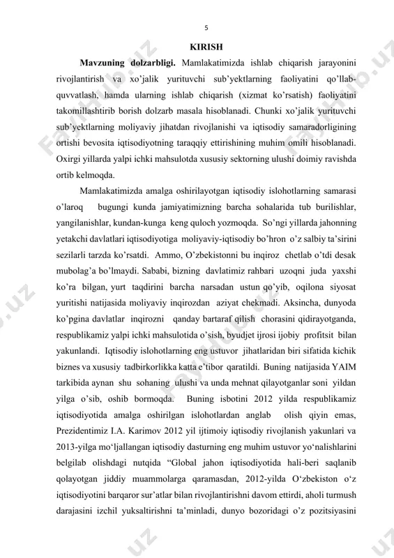 da, ya’ni o‘rtacha ikki barobar kamaytirilgani buni yaqqol tasdiqlaydi. shularga qaramasdan, davlat byudjetining daromadlar qismi bo‘yicha ko‘rsatkichlari to‘liq bajarildi, erishilgan profitsit yalpi ichki mahsulotga nisbatan 0,4 foizni tashkil etdi. davlat jami xarajatlarining asosiy qismi, ya’ni qariyb 59,2 foizi ijtimoiy soha va aholini ijtimoiy himoya qilish chora-tadbirlarini amalga oshirishga qaratildi, uning 34 foizdan ortig‘i ta’lim, 14,5 foizdan ko‘prog‘i sog‘liqni saqlash sohalarini moliyalashtirishga yo‘naltirildi”.[footnoteref:1] [1: prezidenti islom karimovning 2012-yilda mamlakatimizni ijtimoiy-iqtisodiy rivojlantirish yakunlari hamda 2013-yilga mo‘ljallangan iqtisodiy dasturning eng muhim ustuvor yo‘nalishlariga bag‘ishlangan vazirlar mahkamasining majlisidagi nutqi ] iqtisodiyotni modernizatsiyalash sharoitida xo‘jalik yurituvchi sub'ektlar tomonidan tovar-moddiy zaxiralari hisobini to‘g‘ri yuritish, ularning tannarxini to‘g‘ri shakllantirish, xom-ashyo va materiallarni xarajat moddalari bo‘yicha to‘g‘ri tasniflash, tayyor mahsulot va tovarlarni yuqori foydalilik darajasida sotish yo‘llarini izlash, ular bo‘yicha amalga oshirilayotgan muomalalarning to‘g‘ri, aniq va qonuniyligini auditorlik tekshiruvlaridan o‘tkazish, shuningdek moliyaviy-xo‘jalik faoliyatini tahlil qilish yordamida ichki foydalanilmayotgan rezervlarni qidirib topish hamda ularni ishlab chiqarishga safarbar etish kabi …