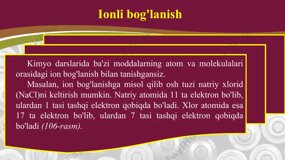 mkin bo'lgan eng kichik zaryad qiymati nimaga teng? elektrolitni hosil qilish va undan elcktr tokining o'tishini kuzatish, kerakli asboblar: galvanik element, stakan, 2 ta metall mix, lampochka, osh tuzi, shakar, limon va ulovchi simlar. stakanga ikkita mix elektrodni tushiramiz. rasmda keltirilgandek elektr zanjirini yig'amiz. stakanga toza suv solib, lampochka yonmaganligini ko'ramiz. agar suvga ozgina tuz solinsa, zanjirda elektr toki yuzaga kelib, lampochka yonadi. toza suvga shakar solib tajribani qayta takrorlang. shuningdek, toza suvga limon suvini solib tajribani kuzating. kuzatilgan jarayon asosida xulosa yozing.