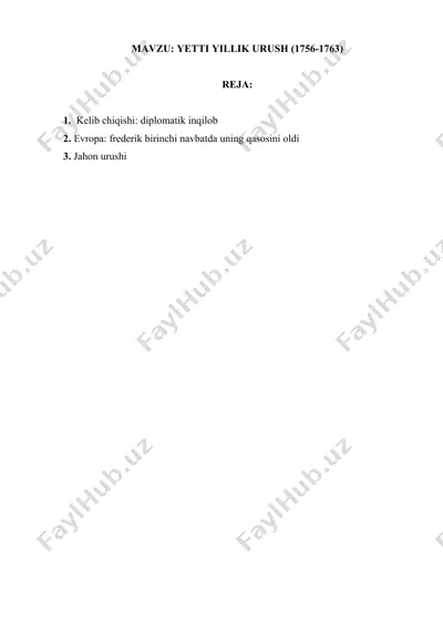 yetti yillik urush (1756-1763) — DOCX