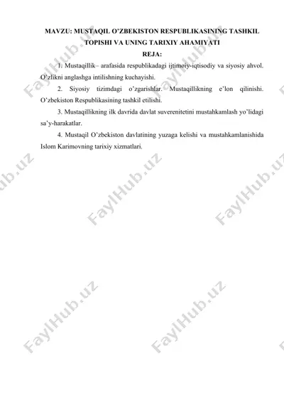 o‘zbekiston respublikasining mustaqilligi — DOC