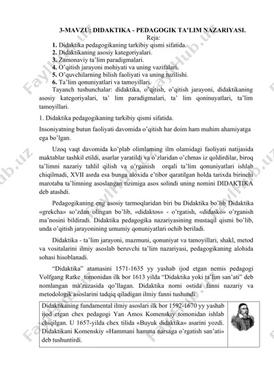 didaktika - pedagogik ta’lim nazariyasi — DOCX