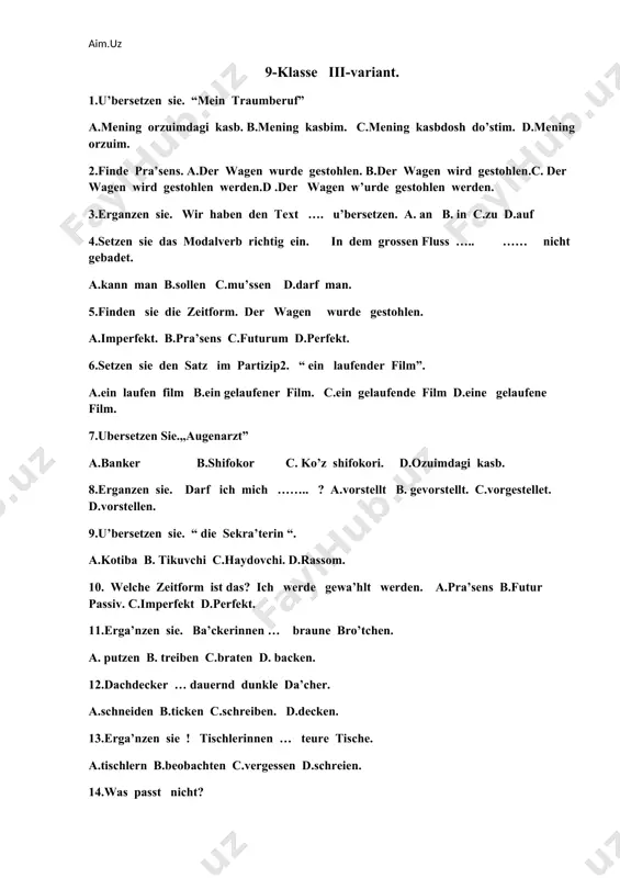 nemis tilidan olimpiada savollari - Page 5