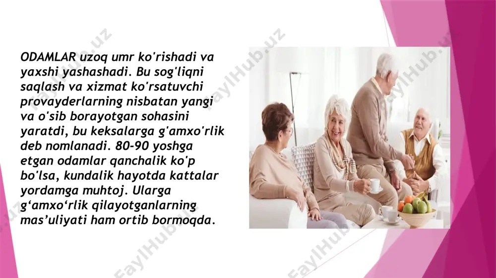 qilish organlari funktsional o'zgarishlarga uchraydi, bu esa oshqozon-ichak traktining o'zgaruvchan hayoti va organizm faoliyati sharoitlariga moslashishiga imkon beradi. keyinchalik, funktsional o'zgarishlar qaytarib bo'lmaydigan organik xususiyatga ega bo'ladi. keksa yoshdagi immunitet tizimi hayot davomida, yoshlarda adenoidlar va timusning involyutsiyasidan boshlab, immunitet to'qimalarining nisbiy massasi asta-sekin kamayib boradi. bu jarayon immunitetning parallel pasayishi bilan birga keladi. immun funktsiyasi, shuningdek, eikosanoidlar, prostaglandinlar va leykotrienlarning prekursorlari bo'lgan dietali lipidlardan ham ta'sirlanadi; eikosanoid sintezi e va c vitaminlari, selen va mis kabi dietali antioksidantlar tomonidan o'zgartirilishi mumkin. sink etishmovchiligi, shuningdek, t-limfotsitlarning disfunktsiyasi bilan birga keladi. shunday qilib, keksa yoshdagi multivitaminli va mineral qo'shimchalardan foydalanish limfotsitlar faoliyatini yaxshilashga va infektsiyalarning kamayishiga olib kelishi mumkin. uyqu yo‘qolishi (uyqusizlik) keksa odamlar yoshlarga nisbatan kamroq uxlashi tabiiydir. ular kechasi ko‘p uyg‘onadilar. qishning uzun tunlarini ular soatlab bedor o‘tkazishi mumkin. ba’zi dorilar yordam berishi mumkin, ammo ularni, juda zarur bo‘lmasa, ishlatmaganingiz ma’qul. quyida uyquni joyiga keltirish uchun bir nechta maslahatlar …