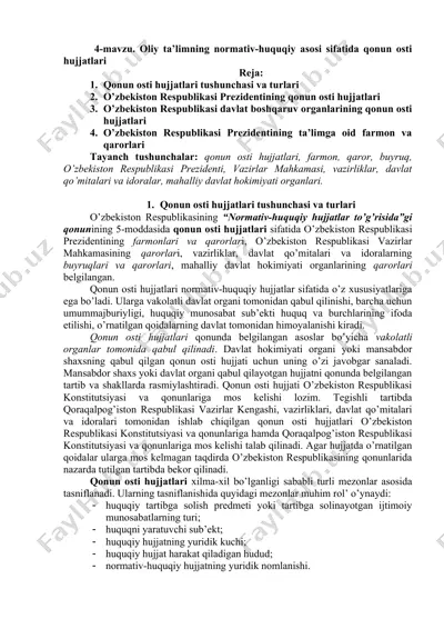 qonun osti hujjatlari — DOC