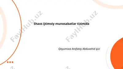 shaxs va jamiyat munosabatlari — PPTX