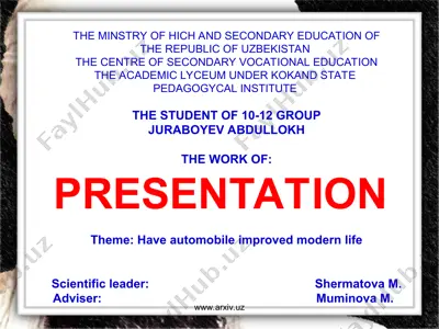 have automobile improved modern life — PPT