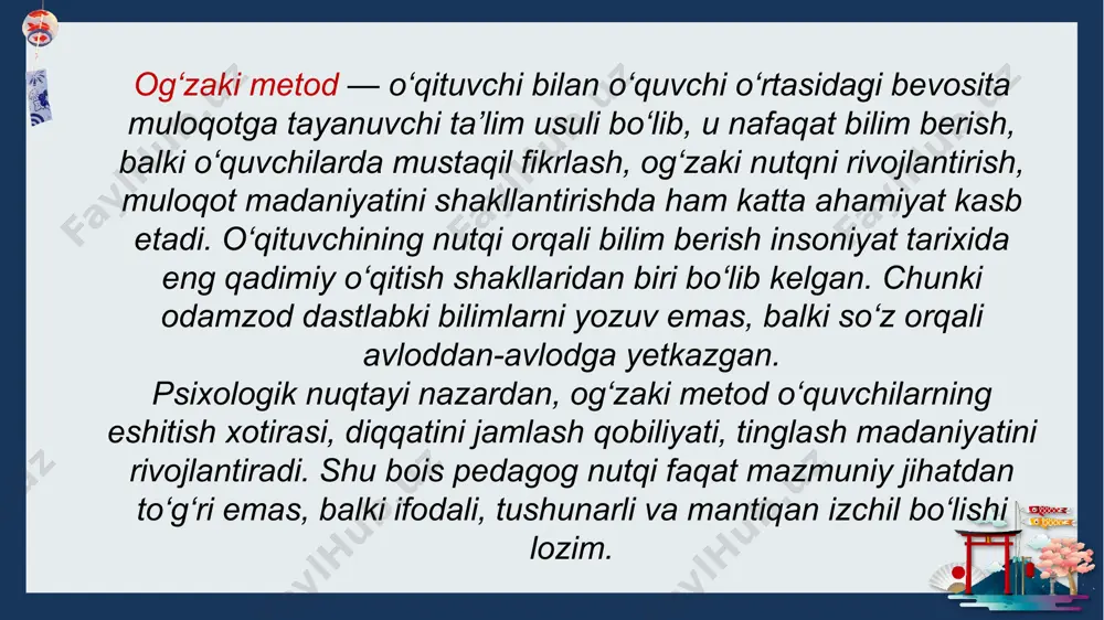 oʻrgatishning ogʻzaki metod va usullari - Page 5