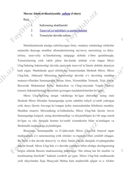 sufizmning shakllanishi — DOC