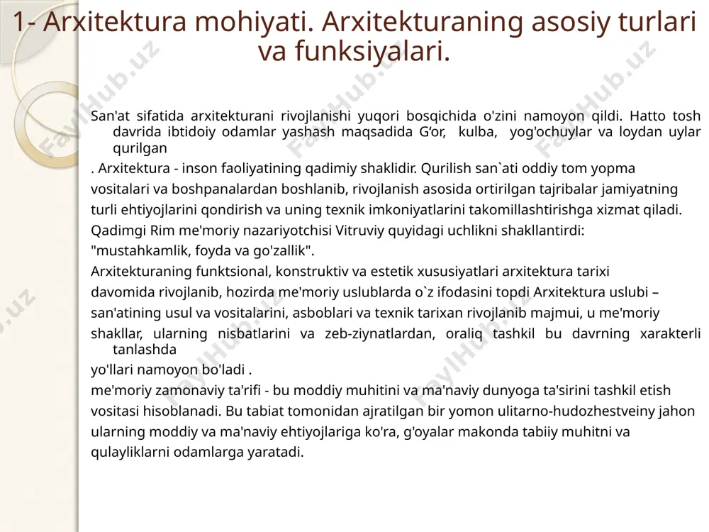 ha, xato yoki sovuqqonlik axamiyati (bahosi) oshayotgani. moskva – sankt-peterburg yuqori tezlikdagi trassada volga daryosi orqali o'tgan ekstradoz ko'prigi kimradagi ekstradoz ko'prigi yangi arxitekturaviy shakllar xitoy, ko'prik – ilmoq sank-peterburgdagi lazerov ko'prigi . tonnel - bu transport, suv o'tishi, kommunikatsiyalar joylashishi va boshqa maqsadlarga mo'ljallangan, yotiq yoki qiya joylashgan, er osti yoki suv osti sun'iy inshooti bo'lib, uning uzunligi ko'ndalang o'lchovlaridan birmuncha katta bo'ladi. tonnellar quyidagicha turqumlanadi: vazifasi bo'yicha; er yuzasiga nisbatan joylashishi bo'yicha; joylashish chuqurligi bo'yicha; qurish usuli bo'yicha. tonnellarni qurish usullari.tonnellarni qurish usullari quyidagi guruhlarga bo'linadi: 1) ochiq usul; 2) yopiq usul; 3) maxsus usul. bu usulda o'ta murakkab grunt sharoitida qurilayotgan tonnellar tiklanadi 5-yo‘lo‘tkazgich va estakadalar arxitekturasi transport inshootlari rivojlanishining asosiy yo'nalishlari quyidagilardan iborat: 1.inshootlarni qurish ishlarini yuqori darajada mexanizatsiyalashtirish va avtomatlashtirishni to'la amalga oshirish; 2.inshootni loyixalash, qurish va ulardan foydalanishni ta'minlashni barcha bosqichlarida yangi, foydali uslublarni xar tomonlama joriy qilish; 3. yuqori mustahkamlikka ega, sifatli yangi …