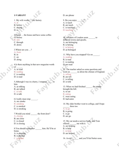 english grammar quiz — DOCX