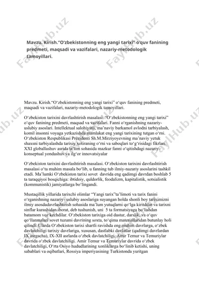 "o‘zbekistonning eng yangi tarixi" — DOC