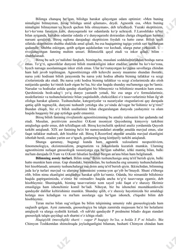 n boshqa g‘oyalar mavjudligidan kelib chiqadi. zotan, tajriba to‘la adolat, yalpi insoniylik mavjud emasligini, bizni qurshagan dunyoda uyg‘unlik ustidan xaos hukm surishini ko‘rsatadi. bunda ayrim ashaddiy ratsionalistlar (masalan, platon, avgustin va ularning hamfikrlari) ko‘rsatib o‘tganidek g‘oyalar inson aqliga xos tug‘ma g‘oyalar bo‘lib, ularni inson faqat o‘z aqlidan olishini qayd etadilar; boshqa, mo‘tadil ratsionalistlar (masalan, leybnits, volf, baumgarten) esa, g‘oyalar aqlga bog‘liq bo‘lmagan holda mavjud bo‘lsa-da, biroq ular faqat aqlda tafakkur va falsafiy mushohada yuritish jarayonida tug‘ilishini ta'kidlaydilar. empirizm (empiristlar, f. bekon, j. lokk, t. gobbs, d. yum, l. feyerbax), aksincha, inson, insoniyat shaxsiy yoki ijtimoiy tajribaga ega bo‘lgunga qadar biron-bir g‘oya mavjud bo‘lishini inkor etadilar. ular barcha g‘oyalar inson ongi zamirida yo shaxsiy tajriba, yo boshqalar tajribasi, butun insoniyat tajribasini umumlashtirish orqali tug‘ilishini qayd etadilar va bu tezisni isbotlashga harakat qiladilar. ularning fikriga ko‘ra, tajriba inson ongida uning sezgilari va o‘zini qurshagan dunyoni idrok etishi orqali aks etadi. falsafada idrok …