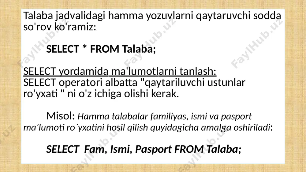 sql -tilida so`rovlar - Page 5