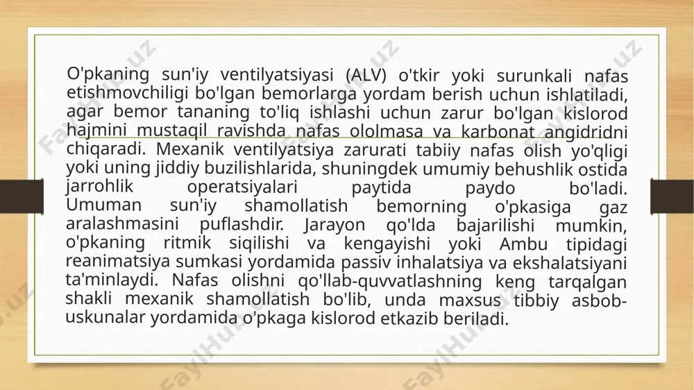 a'minlash uchun turli xil interfeyslar qo'llaniladi - burun yoki oro-nazal niqob, dubulg'a, og'iz bo'shlig'i. invaziv usuldan farqli o'laroq, odam o'z-o'zidan nafas olishni davom ettiradi, lekin ilhom bilan apparat yordamini oladi. invaziv bo'lmagan shamollatishdan muvaffaqiyatli foydalanishning kaliti uning imkoniyatlari va cheklovlarini tan olish, shuningdek, bemorlarni ehtiyotkorlik bilan tanlash (tashxisni aniqlashtirish va bemorning ahvolini baholash). niv uchun ko'rsatmalar quyidagi mezonlardir: -dam olishda nafas qisilishi; -nafas olish tezligi rr>25, yordamchi nafas olish mushaklarining nafas olish jarayonida ishtirok etishi; -giperkapniya (pac02>45 va uning tez o'sishi); -ph<7,35 darajasi va uning tez pasayishi; -kislorodli terapiya, gipoksemiya va gaz almashinuvining buzilishidan ijobiy ta'sirning simptomatik etishmasligi; -havo yo'llarining qarshiligini normadan 1,5-2 barobar oshirish. invaziv bo'lmagan shamollatishning afzalliklaridan biri terapiyani uyda o'tkazish qobiliyatidir. o'pkaning invaziv bo'lmagan ventilyatsiyasi o'tkir yoki surunkali nafas etishmovchiligi bo'lgan bemorga endotrakeal intubatsiya yoki traxeostomiyaga murojaat qilmasdan yordam berish imkonini beradi. texnika oddiyroq va bemor uchun qulayroqdir. biz niv ning asosiy afzalliklarini sanab o'tamiz. nafas olishni …