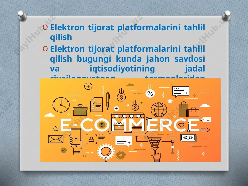 adi. ushbu xizmatlar orqali tadbirkorlar inventarizatsiya bilan bog'liq savollarga kamroq vaqt sarflashlari va o'z bizneslarini tezroq kengaytirishlari mumkin. biroq, elektron tijorat platformalarining muvaffaqiyati bilan bir qatorda bir qator muammolar mavjud. masalan, raqobatning kuchayishi kichik tadbirkorlar uchun bozorga kirishni qiyinlashtirishi mumkin. amazon va alibaba kabi yirik kompaniyalar o'zlarining narxlash kuchi bilan kichik tadbirkorlarni bozordan chiqarib yuborishlari mumkin. shuningdek, elektron tijorat firibgarligi va mijozlarning shaxsiy ma'lumotlaridan noqonuniy foydalanish dolzarb masalalardan biridir. 2020-yilda o'tkazilgan tadqiqotga ko'ra, elektron tijorat firibgarligi bilan bog'liq zarar 20 milliard dollardan oshdi. xulosa qilib aytganda, elektron tijorat platformalari jahon savdosining ajralmas qismiga aylandi va savdo jarayonlarining qulayligi, tezligi va samaradorligini oshirishga yordam beradi. amazon, alibaba, shopify kabi yirik platformalar iste'molchilar va tadbirkorlar uchun keng imkoniyatlar yaratadi, ammo ayni paytda raqobat va xavfsizlik bilan bog'liq muammolarni keltirib chiqaradi. o'zbekiston bozorida quyidagi platformalar mavjud wildberries.uz, olx.uz, zoodmall, uzum market, asaxiy, chakana.uz va xazna bozori mahalliy iste'molchilar va tadbirkorlar uchun yangi istiqbollarni …