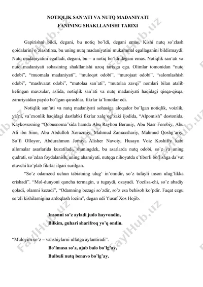 notiqlik san'ati va nutq madaniyatining tarixi — DOCX